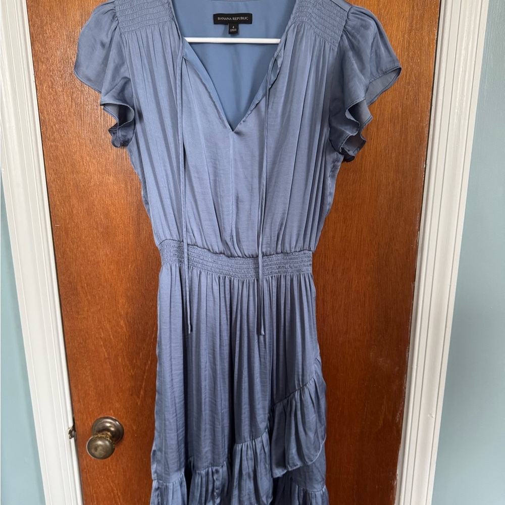 Banana Republic Blue Ruffled Wrap Midi Dress